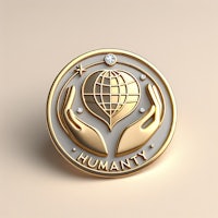 a gold medallion with the word humanity on it