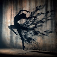 a silhouette of a ballerina dancing in front of a wall